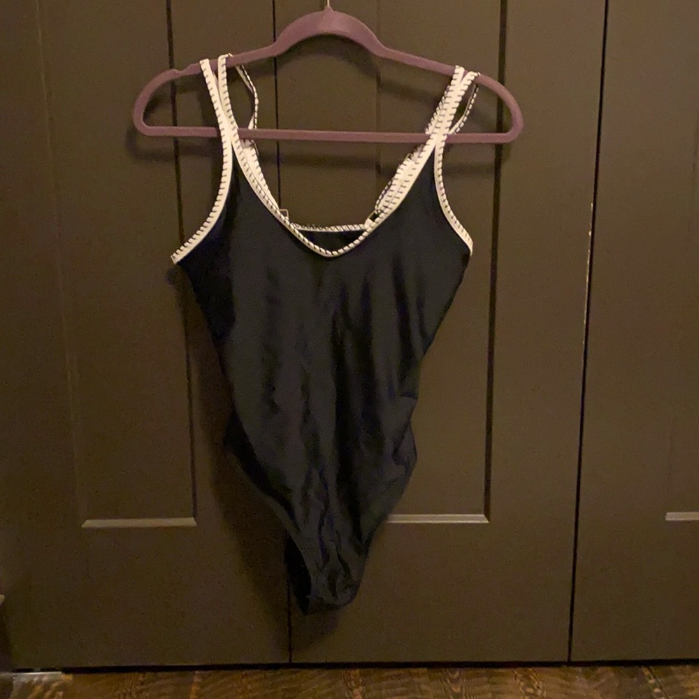 NEW scoop neck one piece with white double straps